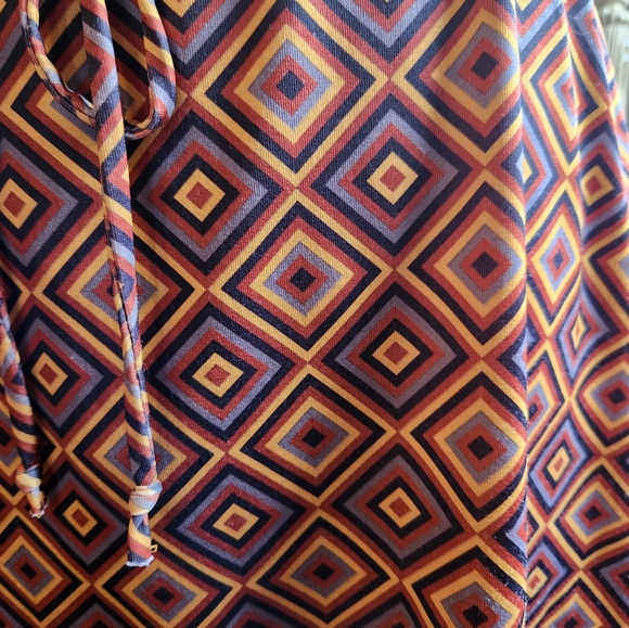 70s Print Rayon‎ Pull On Skirt With Tie Women's Size Large - Picture 2 of 8